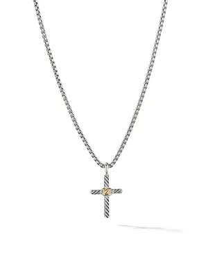 Petite X Cross Necklace with 14K Yellow Gold