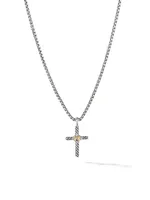 Petite X Cross Necklace with 14K Yellow Gold