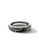 Forged Carbon Band Ring 18K White Gold, 6mm