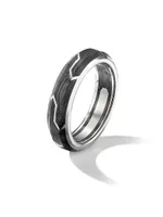 Forged Carbon Band Ring 18K White Gold, 6mm