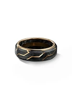 Forged Carbon Band Ring with 18K Gold