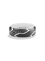 Forged Carbon Beveled Band Ring Sterling Silver