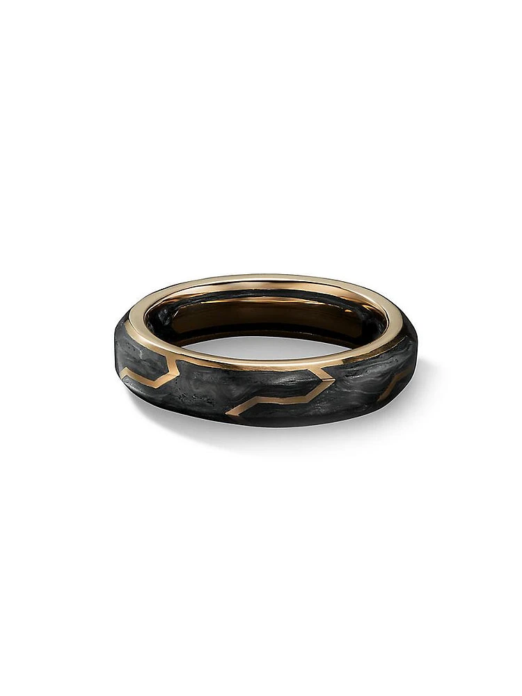 Forged Carbon Band Ring with 18K Gold