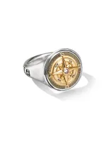 Maritime® Compass Signet Ring with 18K Yellow Gold and Center Diamond