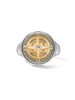 Maritime® Compass Signet Ring with 18K Yellow Gold and Center Diamond