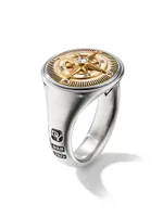 Maritime® Compass Signet Ring with 18K Yellow Gold and Center Diamond