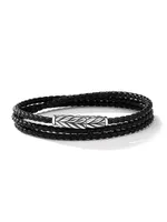 Chevron Triple Wrap Black Leather Bracelet