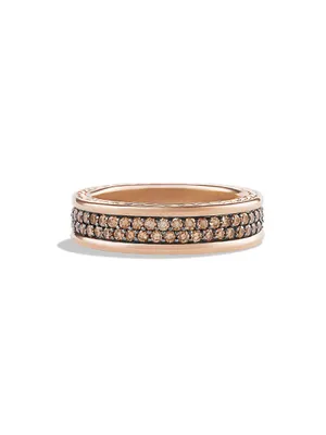 Streamline® Two Row Band Ring 18K Rose Gold with Pavé Cognac Diamonds