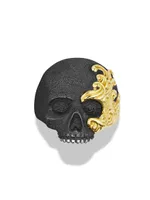 Waves Skull Ring with 18K Yellow Gold