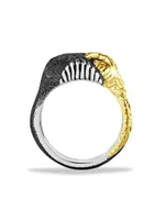 Waves Skull Ring with 18K Yellow Gold