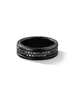 Streamline® Two Row Band Ring Black Titanium with Diamonds