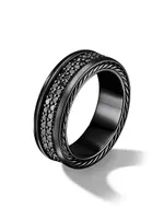 Streamline® Two Row Band Ring Black Titanium with Diamonds