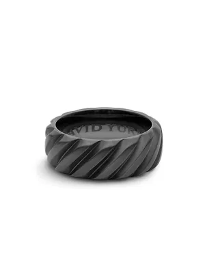 Modern Cable Band Ring Black Titanium