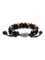 Spiritual Beads Two Row Woven Bracelet with Black Onyx and Tiger's Eye