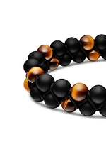 Spiritual Beads Two Row Woven Bracelet with Black Onyx and Tiger's Eye