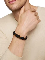 Spiritual Beads Two Row Woven Bracelet with Black Onyx and Tiger's Eye