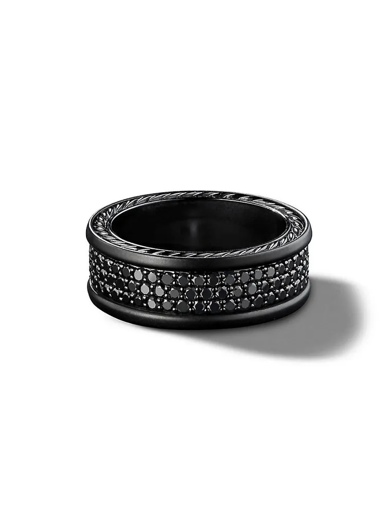 Streamline® Three Row Band Ring Black Titanium with Pavé Diamonds