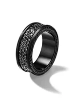 Streamline® Three Row Band Ring Black Titanium with Pavé Diamonds