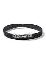 Streamline® Double Wrap Black Leather Bracelet