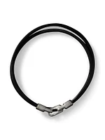 Streamline® Double Wrap Black Leather Bracelet