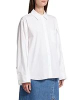 Wesley Poplin Balloon-Sleeve Shirt