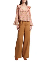 Baxter Wide-Leg Pleated Pants