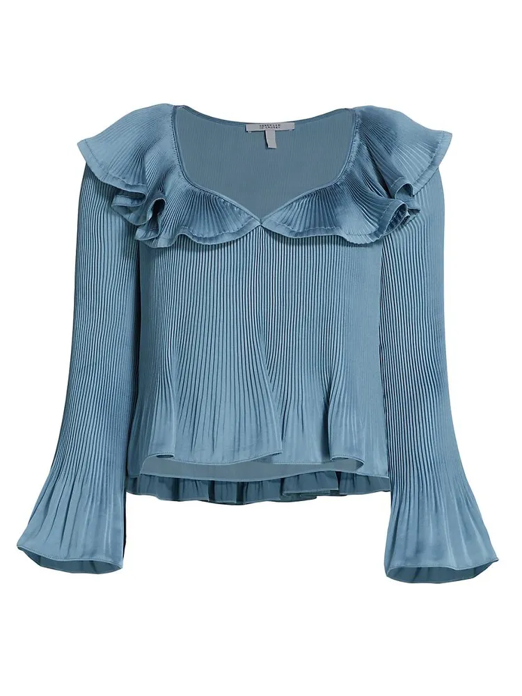 Charis Pleated Ruffle Blouse