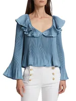 Charis Pleated Ruffle Blouse