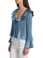 Charis Pleated Ruffle Blouse