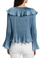 Charis Pleated Ruffle Blouse