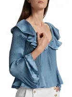 Charis Pleated Ruffle Blouse