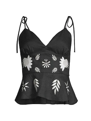 Embroidered Peplum Tank Top