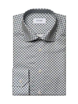 Slim-Fit Medallion Cotton & Tencel Shirt