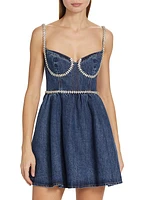 Denim Crystal-Embellished Minidress