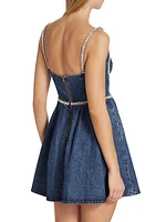 Denim Crystal-Embellished Minidress