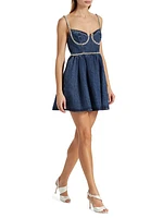 Denim Crystal-Embellished Minidress