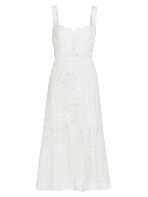 Cord Lace Flared Midi-Dress