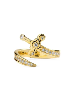 Mogul Sword 18K Yellow Gold & 0.7 TCW Diamonds Wrap Ring