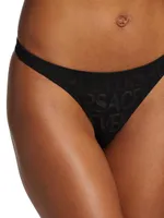 On Repeat Logo Mesh Thong