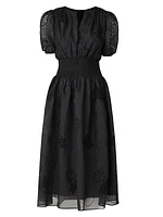 Nona Organza Eyelet Midi-Dress