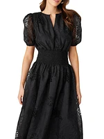 Nona Organza Eyelet Midi-Dress