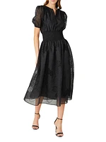 Nona Organza Eyelet Midi-Dress