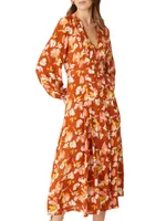 Mira Floral Buttoned Midi-Dress