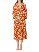 Mira Floral Buttoned Midi-Dress