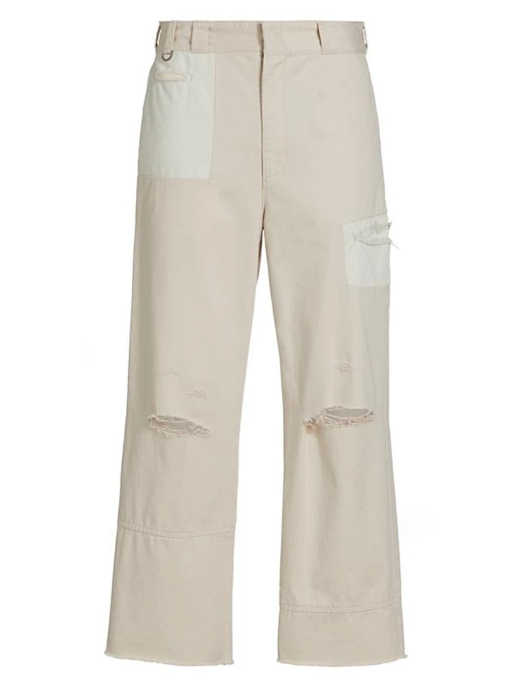 Distressed Cotton Pants