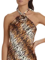 Lenzy Tiger Silk Midi Dress