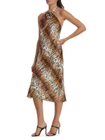 Lenzy Tiger Silk Midi Dress