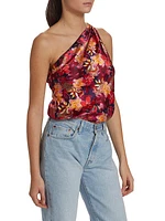 Darby Floral Silk One-Shoulder Bodysuit