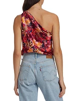 Darby Floral Silk One-Shoulder Bodysuit