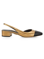 Cecile 30MM Metallic Leather Slingback Pumps